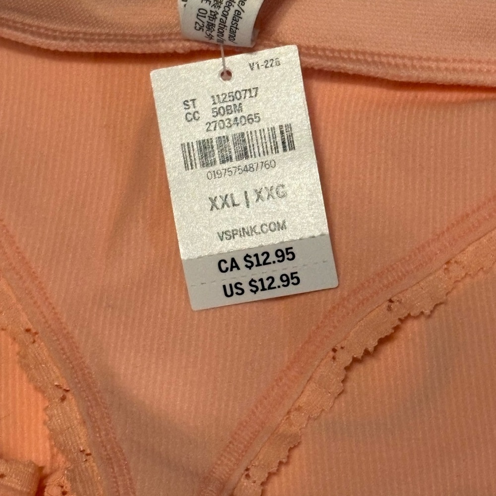 NWT!! PINK Victoria's Secret Coral/ Peach Lace Panties - Picture 3 of 3